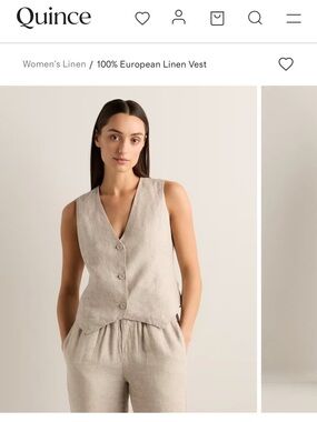 Quince 100% European Linen Button Vest — Flax